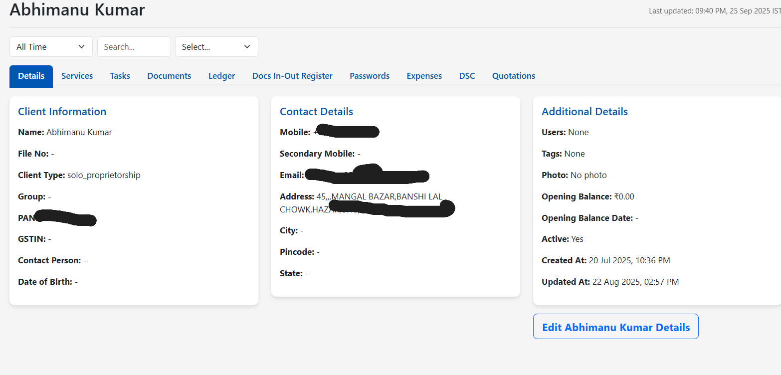 Client Dashboard