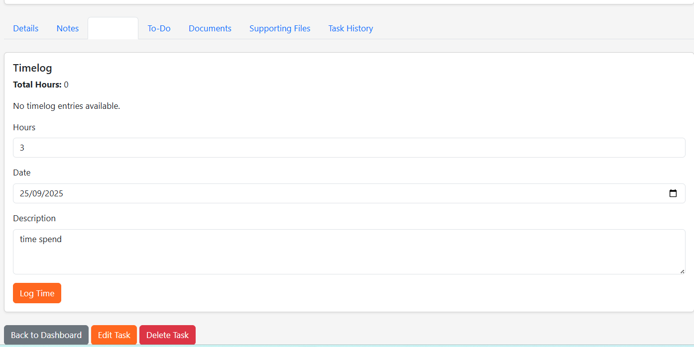 Timelog Feature