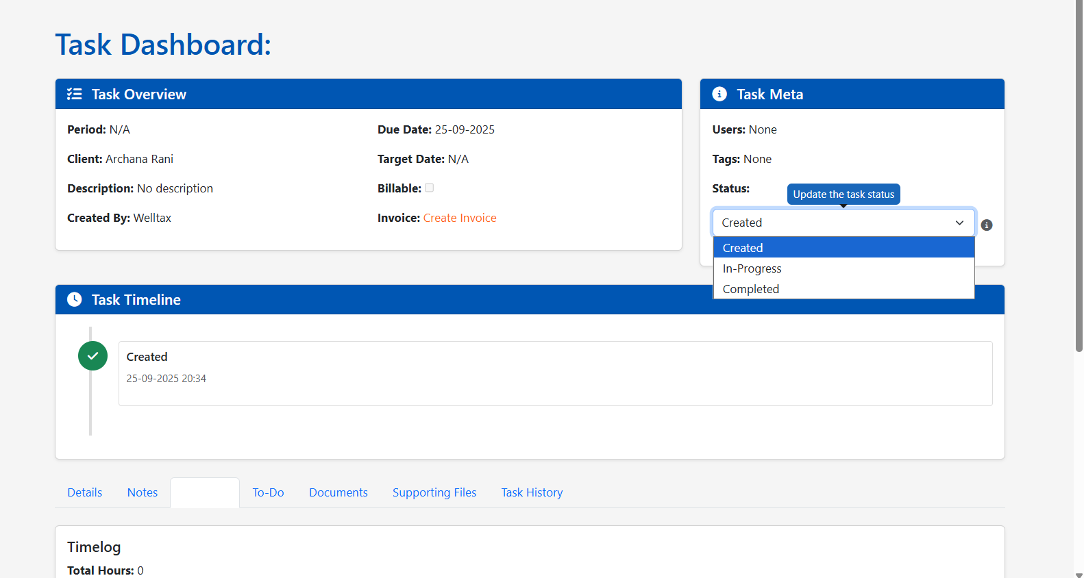 Update Task Status